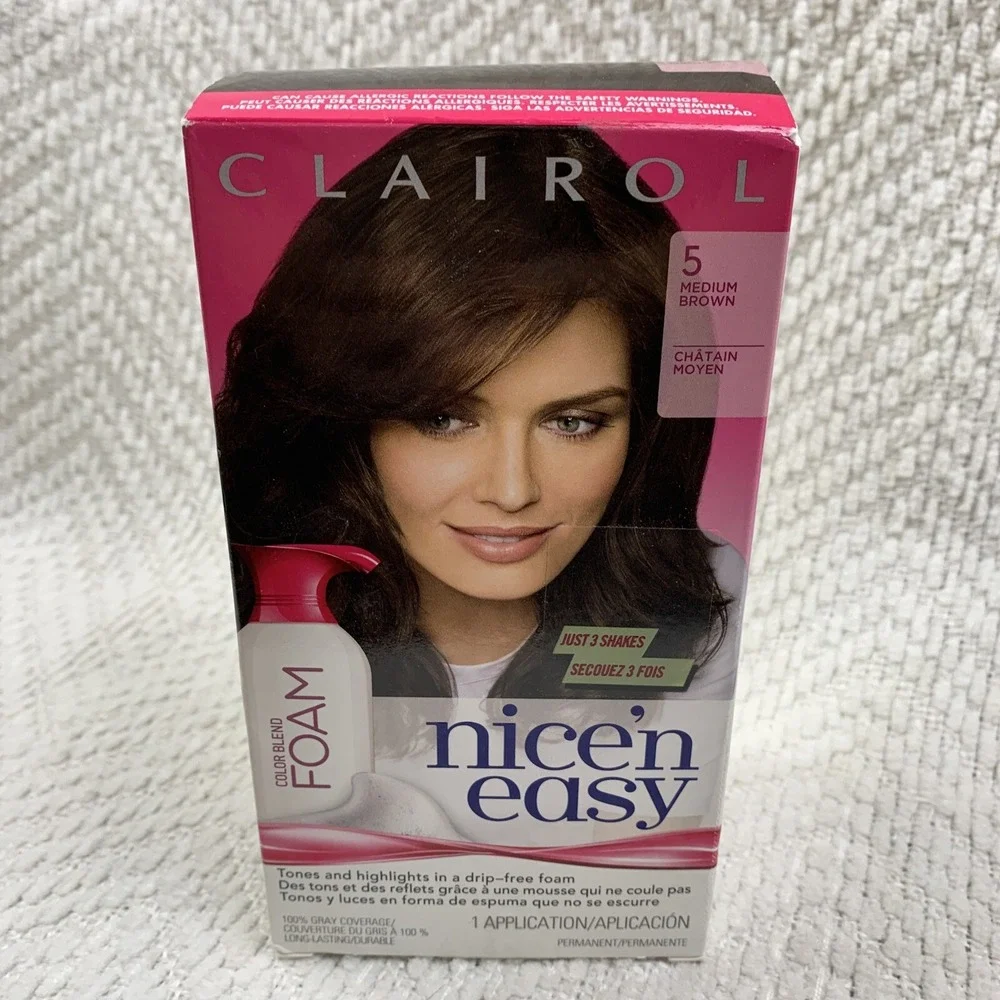 NOS Clairol # 5 Medium Brown Nice' n Easy Hair Color‎ Blend Foam Permanent